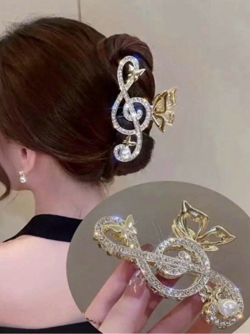Treble clef hair claw clip